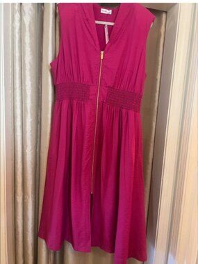Nine West Magenta Zip-Front Mini Dress